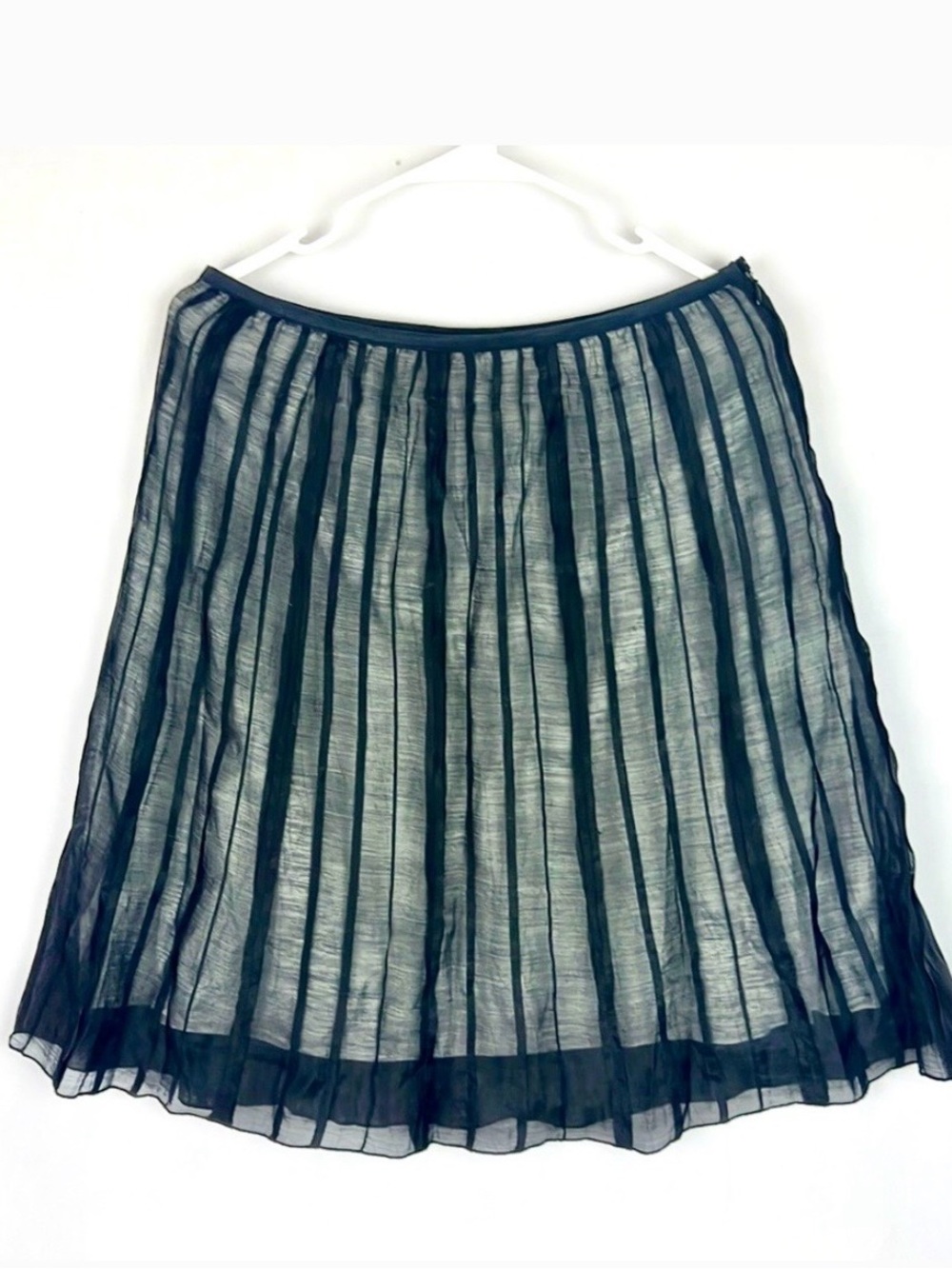 NIC+ZOE Black Sheer Pleated A-Line Midi Skirt